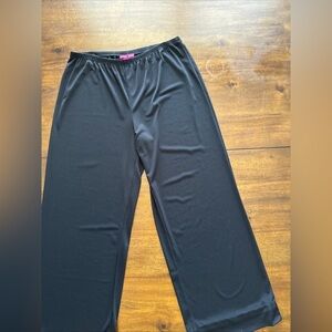 Sunny Leigh Womens Wide Leg Pull on Elastic Waist Lightweight Black Pants Size L